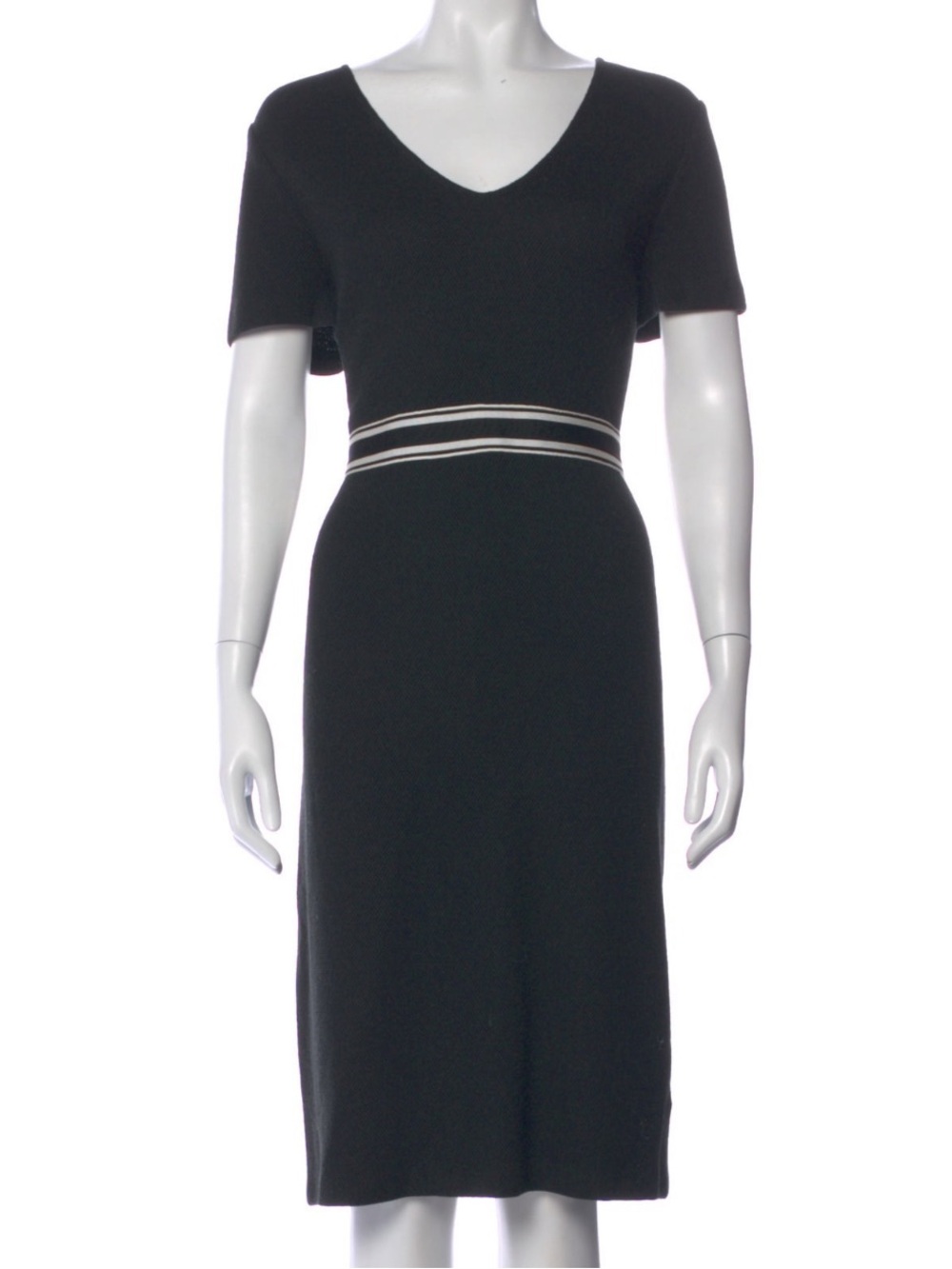 St. John Black & Ivory Colorblock Wool Knit Sheath Dress – Size 10 - Picture 5 of 12